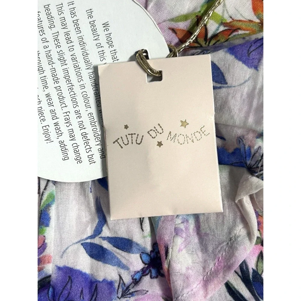 Tutu Du Monde Eden Dress Girls 3-6 Months Watercolor Summer Floral Lined Ruffled
